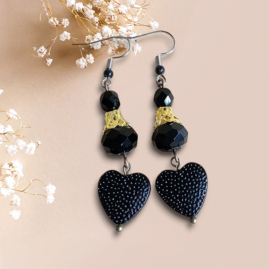 Black Heart dangle earrings